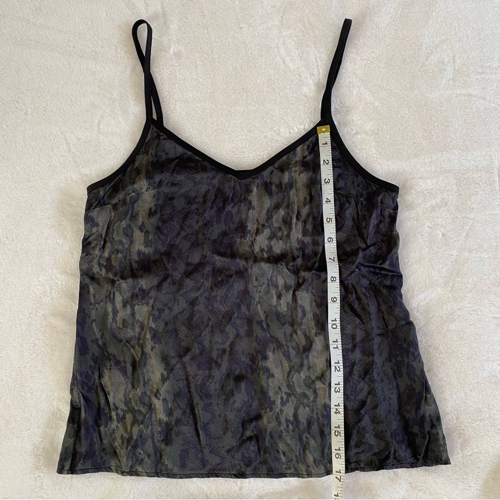 ALLSAINTS army olive green print tank top cami w/ black spaghetti straps XS - S - Picture 4 of 7
